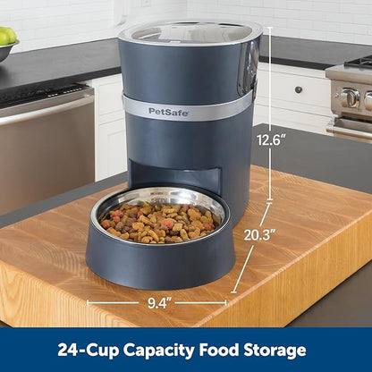 PetSafe Smart Feed - Electronic Pet Feeder for Cats &amp; Dogs - 6L/24 Cup Capacity - Programmable Mealtimes - Alexa, Apple &amp; Android Compatible - Backup Batteries Ensure Meal Delivery During Power Outage