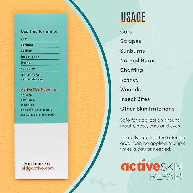 Active Skin Repair First Aid Healing Skin Spray - Natural &amp; Non-Toxic with Hypochlorus Acid for Minor Cuts, Wounds, Scrapes, Rashes, Sunburns, &amp; More, 3 oz