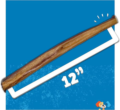 Jack&amp;Pup 12 Inch Bully Sticks for Large Dogs (3 Pack) Jumbo Dog Chews for Aggressive Chewers | All Natural, Odor Free Bully Sticks for Dogs