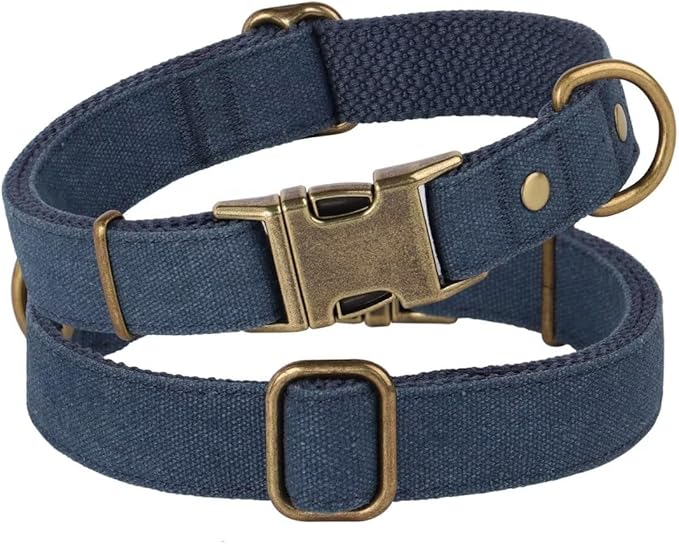 PET ARTIST Dog Collar for Large Dogs, Soft Padded Premium Nylon Dog Collar with Quick Release Metal Buckle, Durable &amp; Adjustable Pet Collars for Boy Gifts, Blue, L (Fit 15-22")