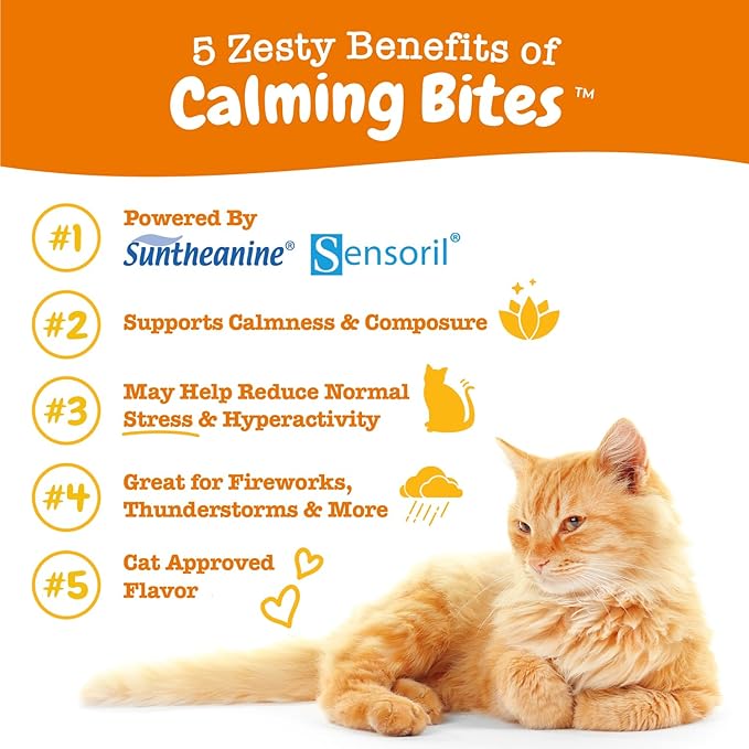 Zesty Paws Calming Chews for Cats - Composure &amp; Relaxation for Everyday Stress &amp; Separation - with Ashwagandha, Organic Chamomile, L-Theanine &amp; L-Tryptophan – Bacon - 60 Count - Cat