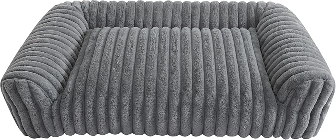 Arlee Saddle Sofa Memory Foam Pet Bed, Comfortable &amp; Washable, Ideal for Dogs and Puppies, Extra Comfort, Couch Design, Crate &amp; Kennel Furniture, Pet Supplies &amp; Essentials, Grey, Large