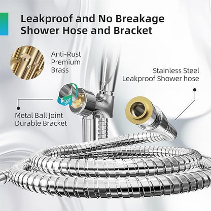 Shower Head,10 Functions High Pressure shower head with handheld, Built-in Pause Mode &amp; 2 Power Wash, Non-Clogging Nozzles High Flow Hand Held Shower Head, Leakproof 6.5ft Hose&amp;Metal Bracket