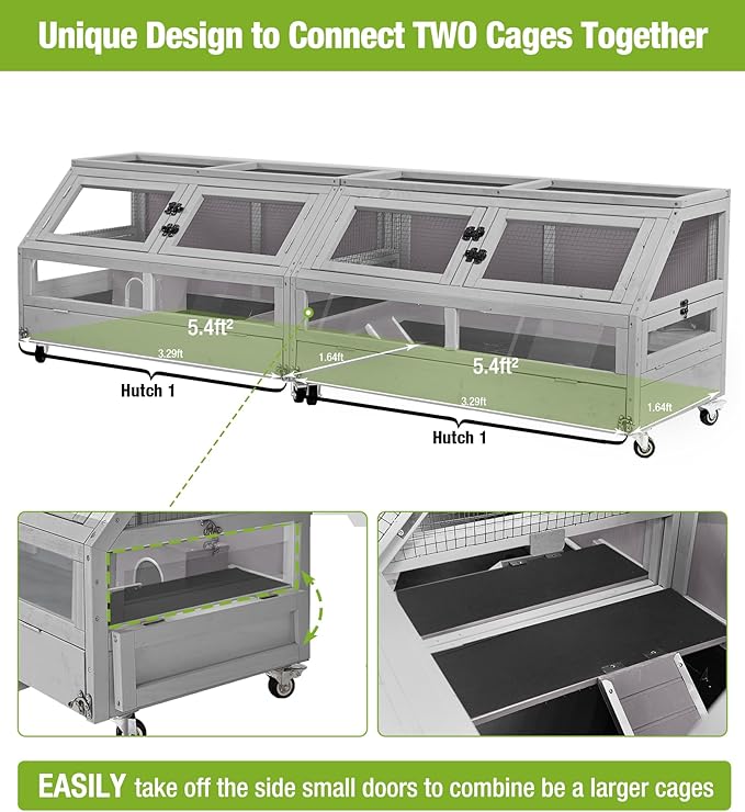 GUTINNEEN Guinea Pig Cage, Hamster Cage with Chew-Proof Aluminum Edges &amp; Leak-Proof PVC Layer, Small Animal Cage with 4-Wheel Design, Acrylic/Mesh Panels for Ferrets, Rats
