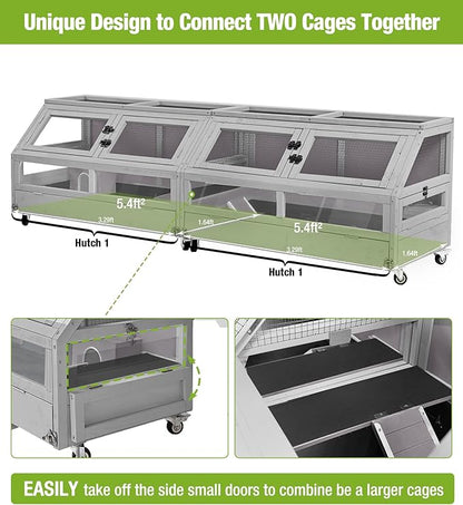 GUTINNEEN Guinea Pig Cage, Hamster Cage with Chew-Proof Aluminum Edges &amp; Leak-Proof PVC Layer, Small Animal Cage with 4-Wheel Design, Acrylic/Mesh Panels for Ferrets, Rats