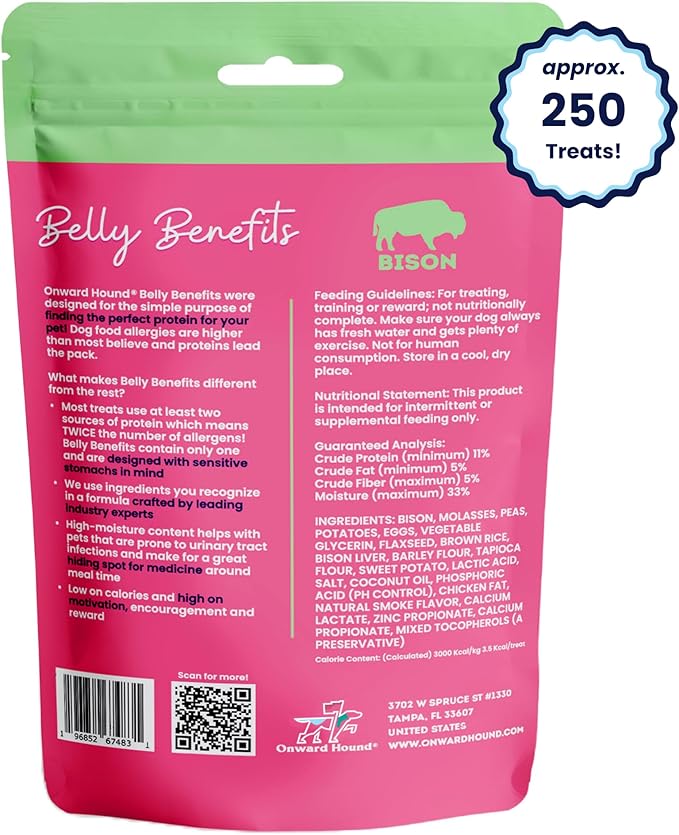 Training Treats for Dogs - Soft Bison - Low Calorie Dog Training Treats for Sensitive Stomachs with Single Source Premium Protein, Corn Free, &amp; Soy Free Formula - 10 oz