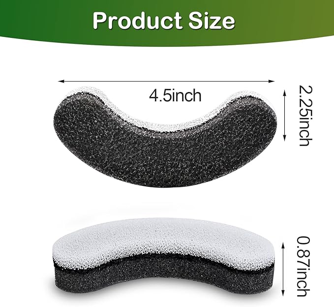 Cat Water Fountain Filter,Arc-Shaped Sponge Activated Carbon Cat Fountain Filter Replacement Filters Compatible WF050 &amp; WF100 Automatic Pet Water Fountain (12 Pack)