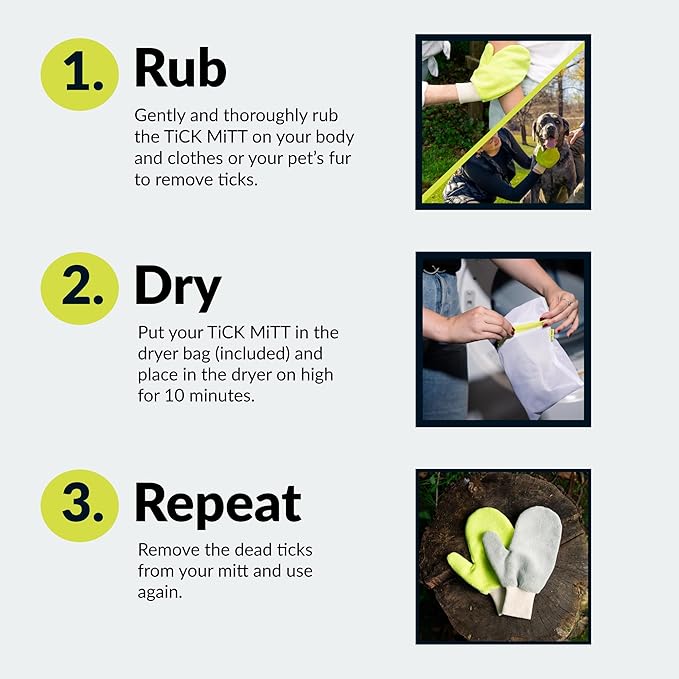 Yellow Tick Removal Glove for Humans &amp; Pets - Safely Remove Ticks Effortlessly, Chemical-Free, Durable, Portable Tick Management Tool for Outdoor Adventures &amp; Everyday Use