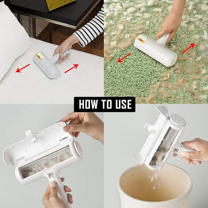 Nado Care Pet Hair Remover Roller - Lint Roller for pet Hair - Self Cleaning Dog &amp; Cat Hair Remover - Remove Dog, Cat Hair from Furniture, Carpets, Bedding, Clothing and More. White
