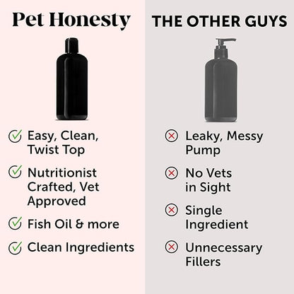 Omega 3 Fish Oil Supplement for Dogs &amp; Cats (32oz), Wild Caught Omega 3 Fish Oil for Skin and Coat Health, Supports Shedding, Skin &amp; Coat, Immunity, Joint, Brain &amp; Heart, EPA + DHA