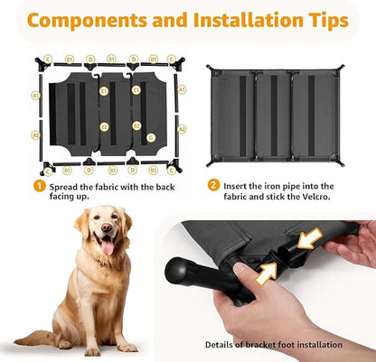 Canvas Elevated Dog Bed, Durable Chew Proof Outdoor Raised Pet Cot for Extra Large Dogs, Waterproof, Breathable, Portable, Washable, Easy Assembly, Sturdy Frame for Camping &amp; Travel, Dark Grey