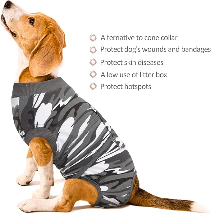 Kuoser Recovery Suit for Dogs Cats After Surgery, Professional Pet Recovery Shirt Dog Abdominal Wounds Bandages, Substitute E-Collar &amp; Cone,Prevent Licking Dog Onesies Pet Surgery Recovery Suit