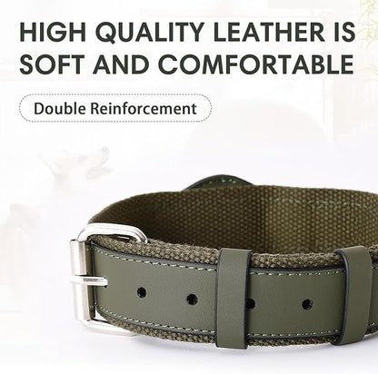 AirTag Dog Collar Soft Leather Webbing Dog Collar for AirTag Provides Double Protection for Small Medium and Large Dogs(Blue,L)