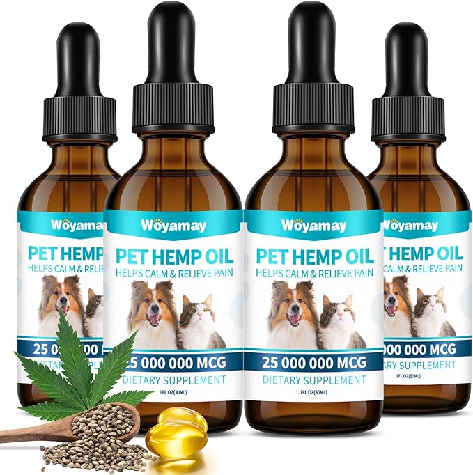 Camling Oil for Dogs and Cats - Camling Oil Drops Rich in Omega 3, 6, 9 and Organic Extract Helps Pets with Аnxiеty &amp; Strеss, Hip &amp; Joint, Skin &amp; Coat Support (4 Pack)