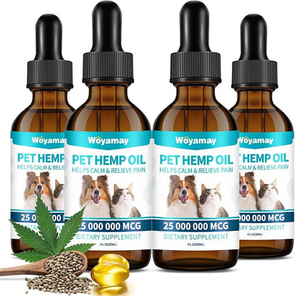 Camling Oil for Dogs and Cats - Camling Oil Drops Rich in Omega 3, 6, 9 and Organic Extract Helps Pets with Аnxiеty &amp; Strеss, Hip &amp; Joint, Skin &amp; Coat Support (4 Pack)
