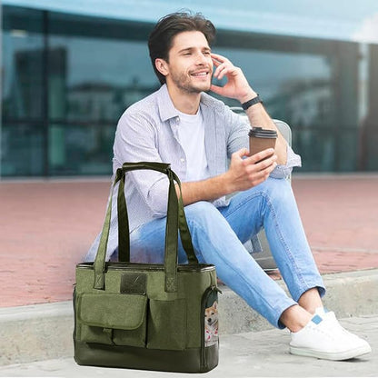 Dog Carrier, Cat Carrier, Pet Carrier, Foldable Waterproof Premium Oxford Cloth Dog Purse, Portable Bag Carrier for Small to Medium Cat and Small Dog（Green）