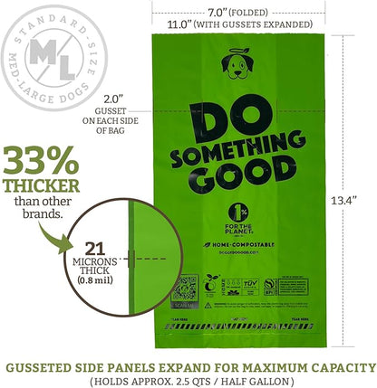 Doggy Do Good Poop Bags | Dog Waste Bags | Unscented, USDA Certified Biobased, Thick &amp; Leak Proof, Easy Open | Standard Size | 60 Count