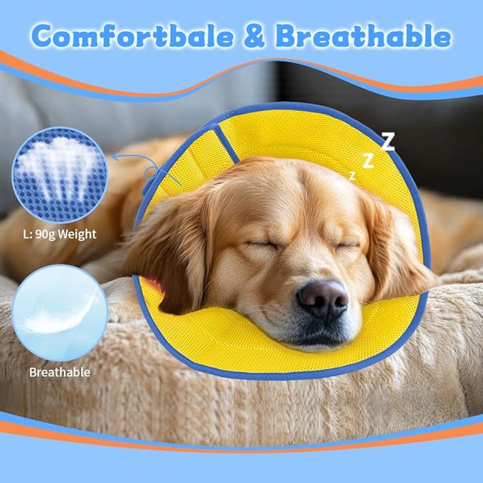 Soft Dog Cone Recovery Collars &amp; Cones After Surgery for Medium Large Dogs, Comfy Ecollars to Stop Licking, Adjustable, Dog Ecollars for Recovery Plastic: Superior Support Fabric: Soft Comfort, XL