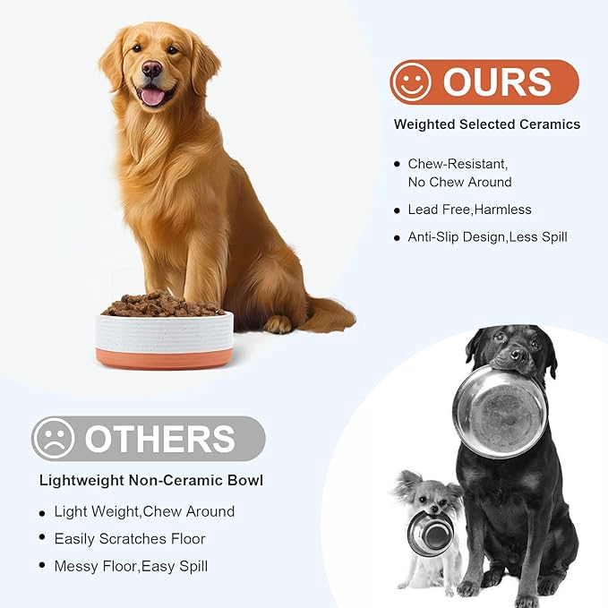 SPUNKYJUNKY Ceramic Dog Bowls 2 Pack, 8.3&