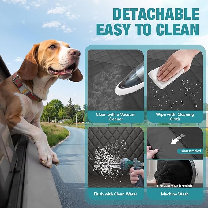 Waterproof Dog Car Seat Cover for Back Seat – Heavy Duty Back Seat Extender for Dogs with Hard Bottom, 7-Layer Protection, Non-Slip &amp; Scratchproof, Easy to Install (Black)