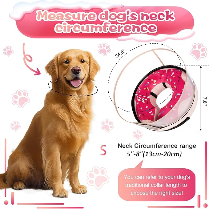 Inflatable Dog Cone Collar with Detachable Enhanced Anti-Licking Shield, Soft Neck Donut Collar for Dogs After Surgery, Adjustable Dog Cone Alternative for Large Medium Small Dogs &amp; Cats