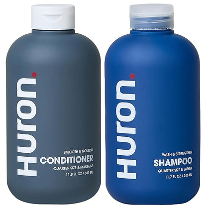 Huron Hair Duo | Nourishing Shampoo &amp; Conditioner Set for Men | Cleanse, Strengthen &amp; Hydrate | Sulfate-Free, Paraben-Free, Vegan | Designed for Daily Use on All Hair Types (2 Pack)
