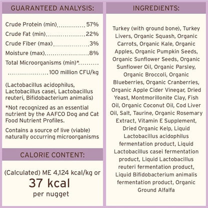 Primal Freeze Dried Raw Cat Food Nuggets Turkey, Complete &amp; Balanced Meal or Topper, Premium, Healthy, Grain Free, High Protein Raw Cat Food with Probiotics (14 oz)