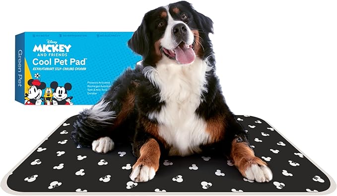 The Green Pet Shop Cool Pet Pad - Extra Large, Disney’s Mickey &amp; Minnie Mouse - Self-Cooling, Pressure Activated Mat for Dogs &amp; Cats from 80+ lbs - Non-Toxic Gel, No Water Needed