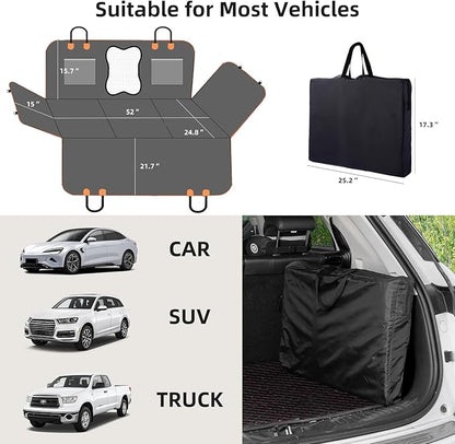 Waterproof Dog Car Seat Cover for Back Seat – Heavy Duty Back Seat Extender for Dogs with Hard Bottom, 7-Layer Protection, Non-Slip &amp; Scratchproof, Easy to Install (Black)