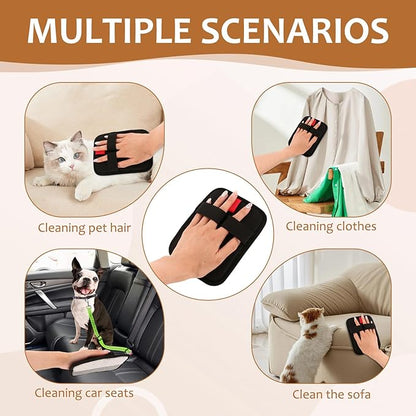 6 Pcs Pet Hair Removal Glove, Electrostatic Pet Hair Remover Gloves, Reusable Cat &amp; Dog Hair Cleaning Gloves, Suitable for Couch, Furniture, Blankets, Curtain, Car Seat