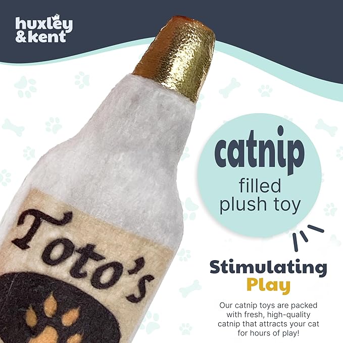 Huxley &amp; Kent Plush Cat Toy - Interactive Catnip Toy for Cats &amp; Kittens - Soft Kitty Toy with Crinkle &amp; Catnip - Fun Indoor Play Toy - Toto&