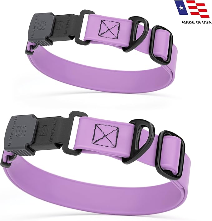 Dogline Biothane Waterproof Dog Collar with Herm Sprenger Black Stainless Steel Quick Release Buckle – Heavy Duty Tactical Durable Collar for Dogs – Comfortable, Safe Pet Collar W3/4" L12-19 Amethyst