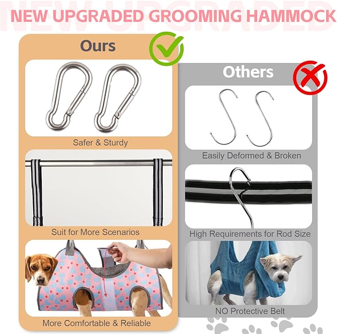 Dog Grooming Hammock for Small Dogs &amp; Cats, Dog Grooming Harness for Nail Trimming, Pet Grooming Sling Helper with Nail Clippers/Nail Trimmers