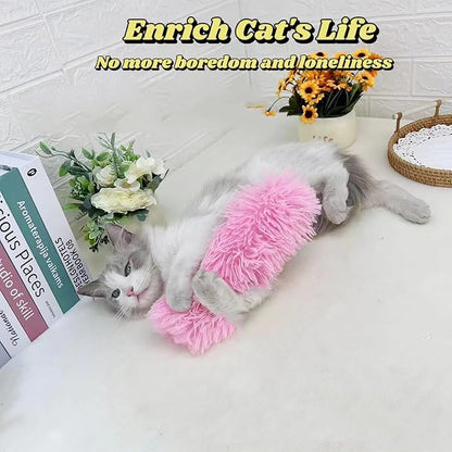 Catnip Toys with 3Pcs Cat Toys - Skin-Friendly Pillow Kicker Toy for Indoor Cats with Crinkle Paper, Catnip &amp; Teething Soother (Pink/Green/Blue)