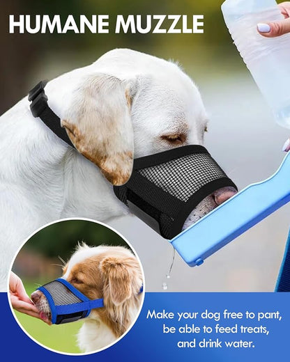 Dog Muzzle, Soft Air Mesh Muzzle for Small Medium Large Dogs Anti Biting Barking Chewing, Breathable Drinkable Adjustable Loop Pets Muzzle for German Shepherd Husky Labrador Retriever (Black,L)
