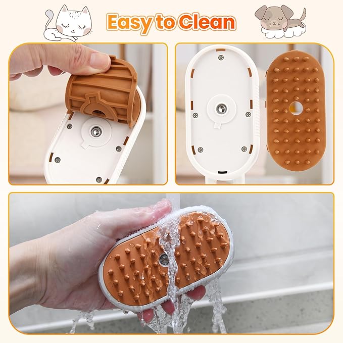 Cat Steam Brush for Shedding, 4-in-1 Rechargeable Steam Pet Brush for Cats &amp; Dogs, Anti-Static, Gentle Fur Removal &amp; Combing, Ideal for Short &amp; Long Hair Pets, Easy to Use
