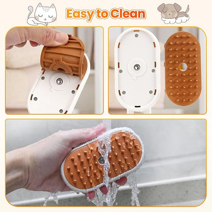 Cat Steam Brush for Shedding, 4-in-1 Rechargeable Steam Pet Brush for Cats &amp; Dogs, Anti-Static, Gentle Fur Removal &amp; Combing, Ideal for Short &amp; Long Hair Pets, Easy to Use