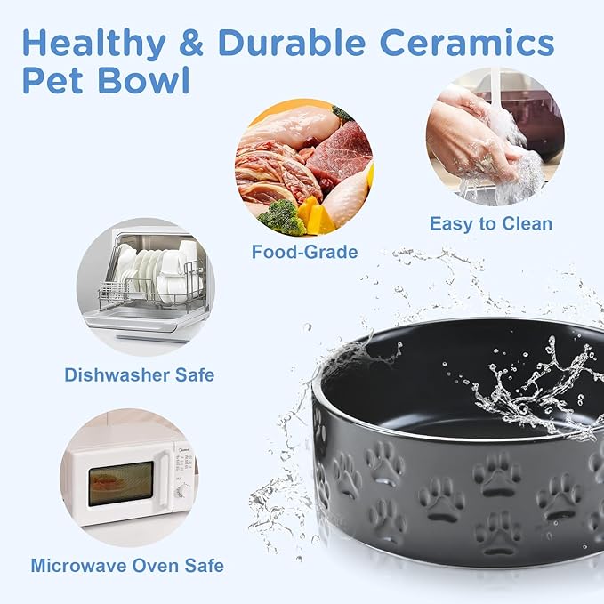 SPUNKYJUNKY Ceramic Dog Bowls 2 Pack, 8.3&