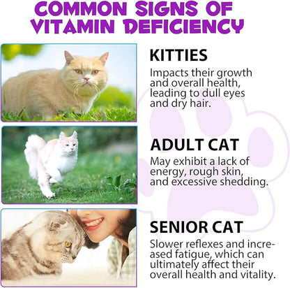 Cat Multivitamin,15 in 1 Cat Vitamins Liquid Drops Supplements for Heart Health, Bones, Joint, Skin &amp; Coat, Bladder, Immune System Support 60ml