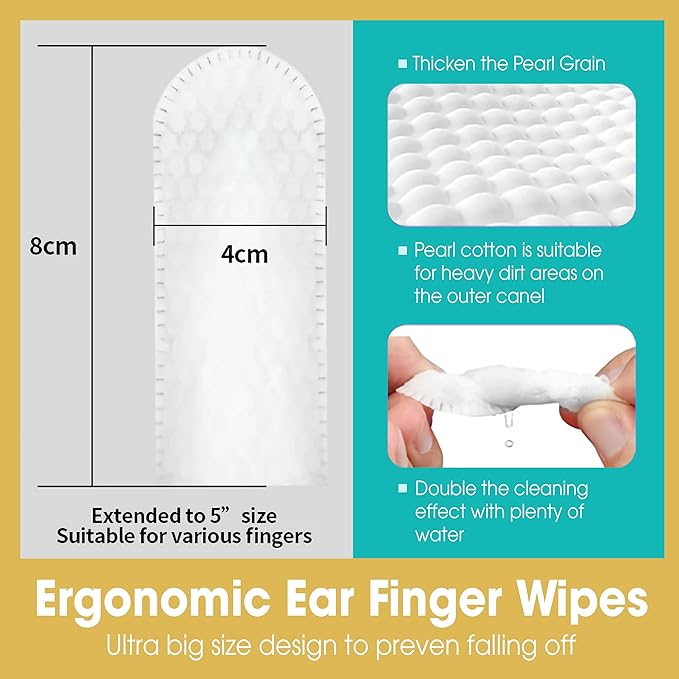 Ear Wipes for Dogs &amp; Cats - Comfortable Finger Design, Gentle Ear Wax, Debris, and Dirt Cleaning | 50-Count Pack