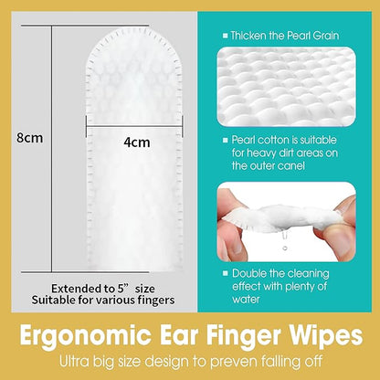 Ear Wipes for Dogs &amp; Cats - Comfortable Finger Design, Gentle Ear Wax, Debris, and Dirt Cleaning | 50-Count Pack