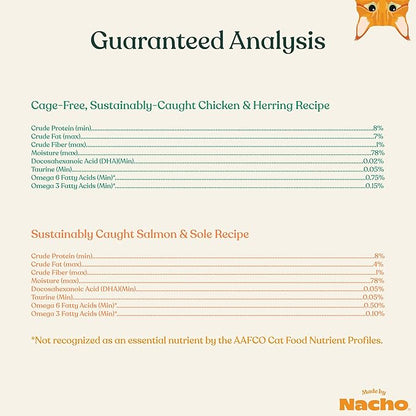 Made by Nacho Pate Wet Cat Food Variety Pack, Chicken &amp; Herring and Salmon &amp; Sole, 3 Ounce Cans, Grain-Free Canned Pet Food, Bone Broth Infused for Hydration, 12 Pack