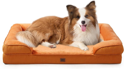 EHEYCIGA Orthopedic Dog Beds for Extra Large Dogs 44x32Inch, Waterproof Memory Foam XL Pet Bed with Sides, Non-Slip and Egg-Crate Foam Big Dog Couch Bed with Washable Removable Cover, Grey