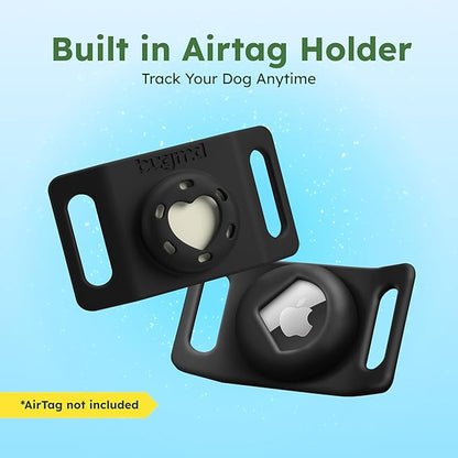 BugMD Paw Guardian Flea and Tick Prevention Pendant for Dogs with AirTag Holder | Plant-Powered Flea &amp; Tick Control for Dog Collars Harnesses | Dog Tag with Air Tag Holder - Black