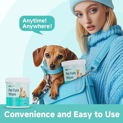 Pet Eyes Wipes for Dogs &amp; Cats, Gentle Remove Tear Stain, Eye Debris, Discharge, Mucus Secretions Grooming Deodorizing Wipes, Non-irritating Ingredients with Aloe &amp; Coconut Oil -150pcs