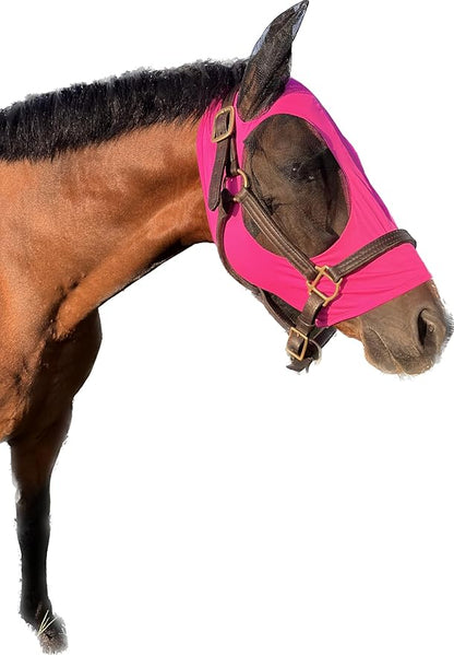 Horse Fly Mask - Arab Equine Fly Mask with Full Coverage for Eye &amp; Ear - Stretchable, UV &amp; Sun Protection Flymask for Horses, Ponies &amp; Mini Horses - Horse Face Cover for Pasture &amp; Trail - Pink