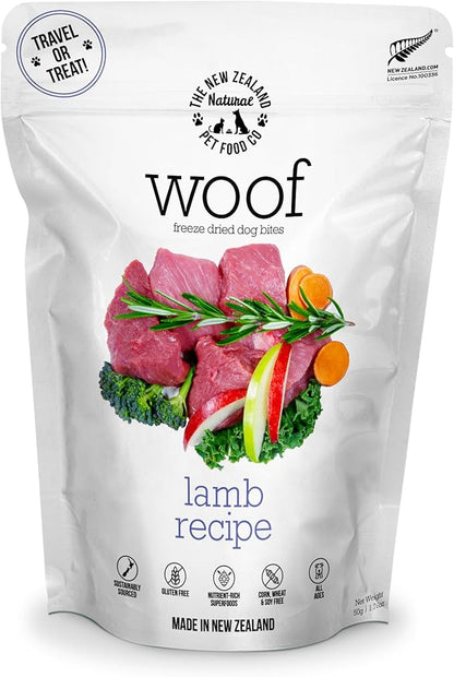 Woof Freeze Dried Dog Food - Lamb Recipe, High Protein, Dog Food Topper &amp; Dog Treats, All Life Stages, 1.76 oz