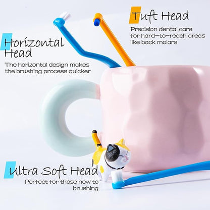 Small Dog Toothbrush, Cat &amp; Puppy Tooth Brushing Kit, Mini Tuft Horizontal Head Teeth Brush for Kitten &amp; Tiny Pet, Doggy Toothbrushes Deep Dental Cleaning, 3 PCS
