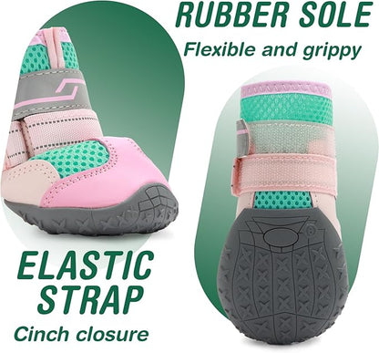 Dog Shoes for Large Dogs, Anti-Slip Dog Boots for Winter Snow, Hot Pavement, Dog Booties &amp; Paw Protectors Pink Size 8