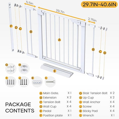 Cumbor 2 Pack 29.7-40.6" Baby Gate for Stairs, Mom&